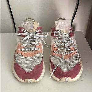 Adidas Pink and White Running Shoes
